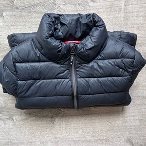 Black super dry hooded puffer coat